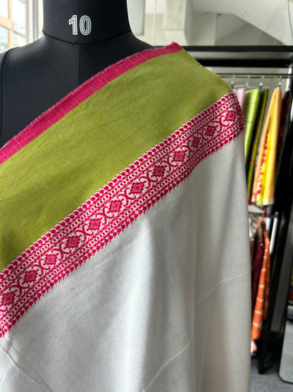 WHITE MERCERISED COTTON SAREE