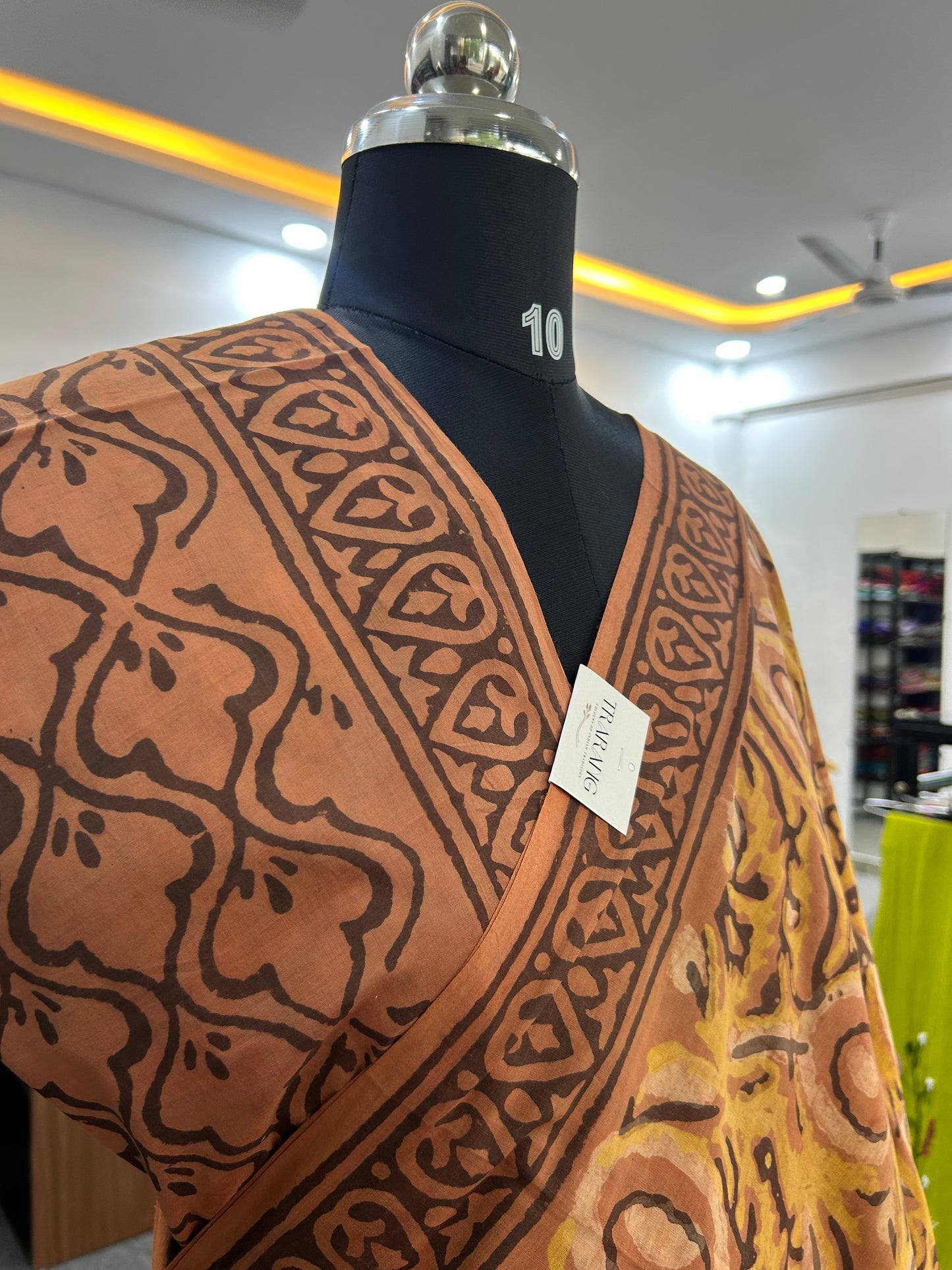 ORANGE AJRAKH MUL SAREE