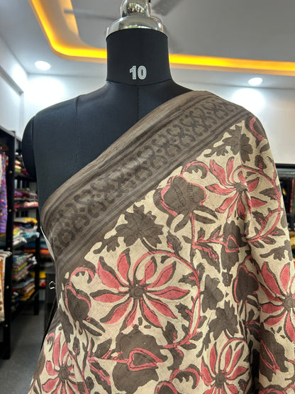PINK AJRAKH MUL SAREE
