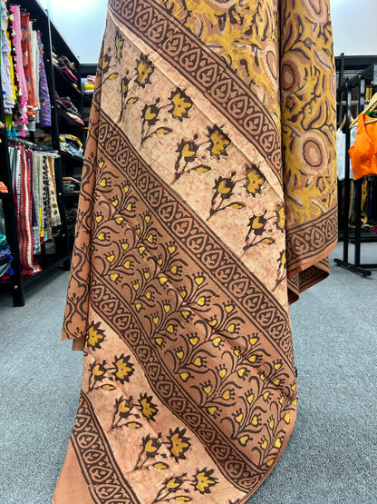 ORANGE AJRAKH MUL SAREE