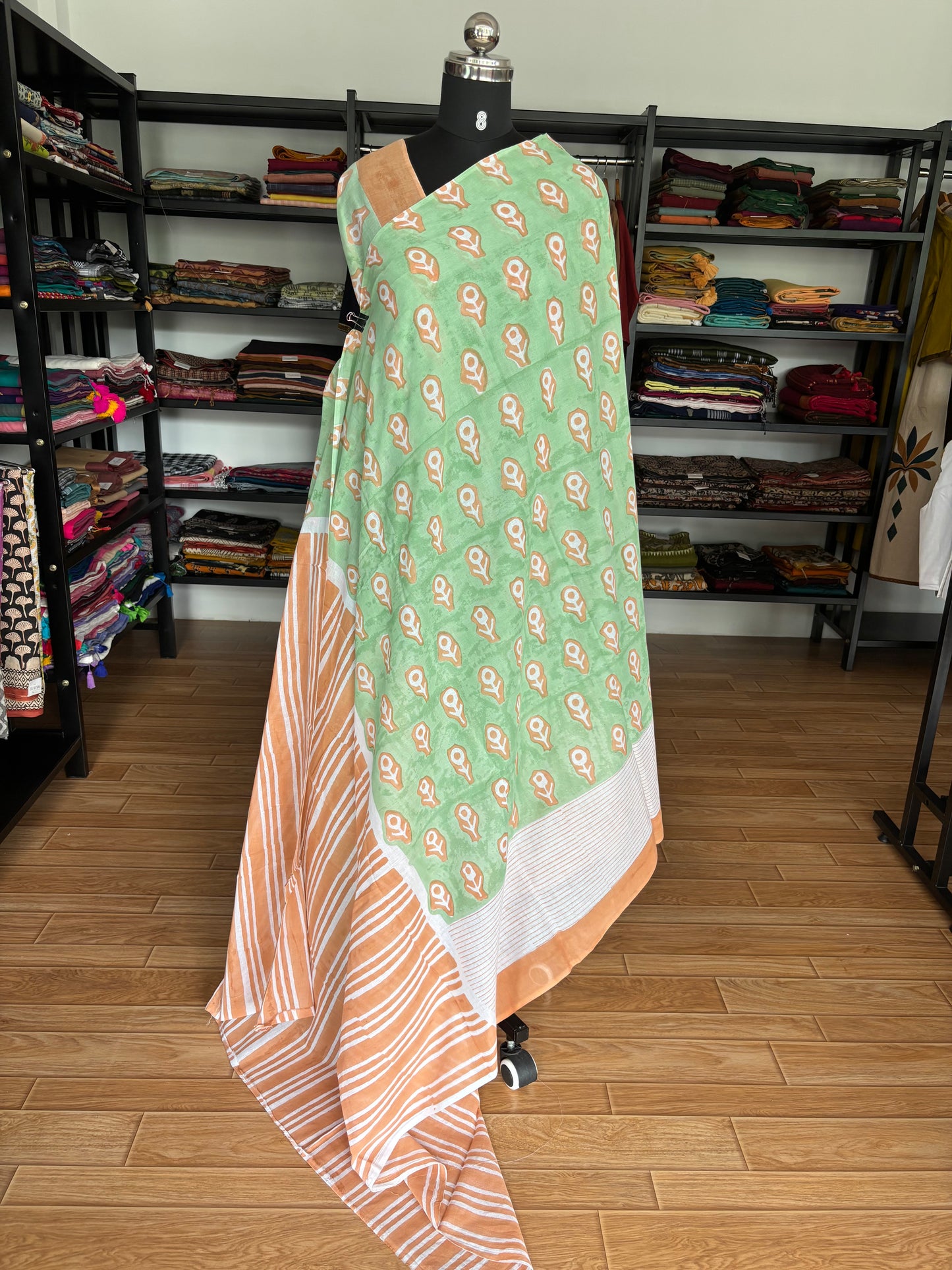 GREEN QUIRKY MUL SAREE