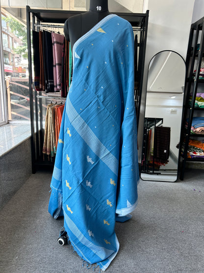 BLUE KHADI JAMDANI SAREE
