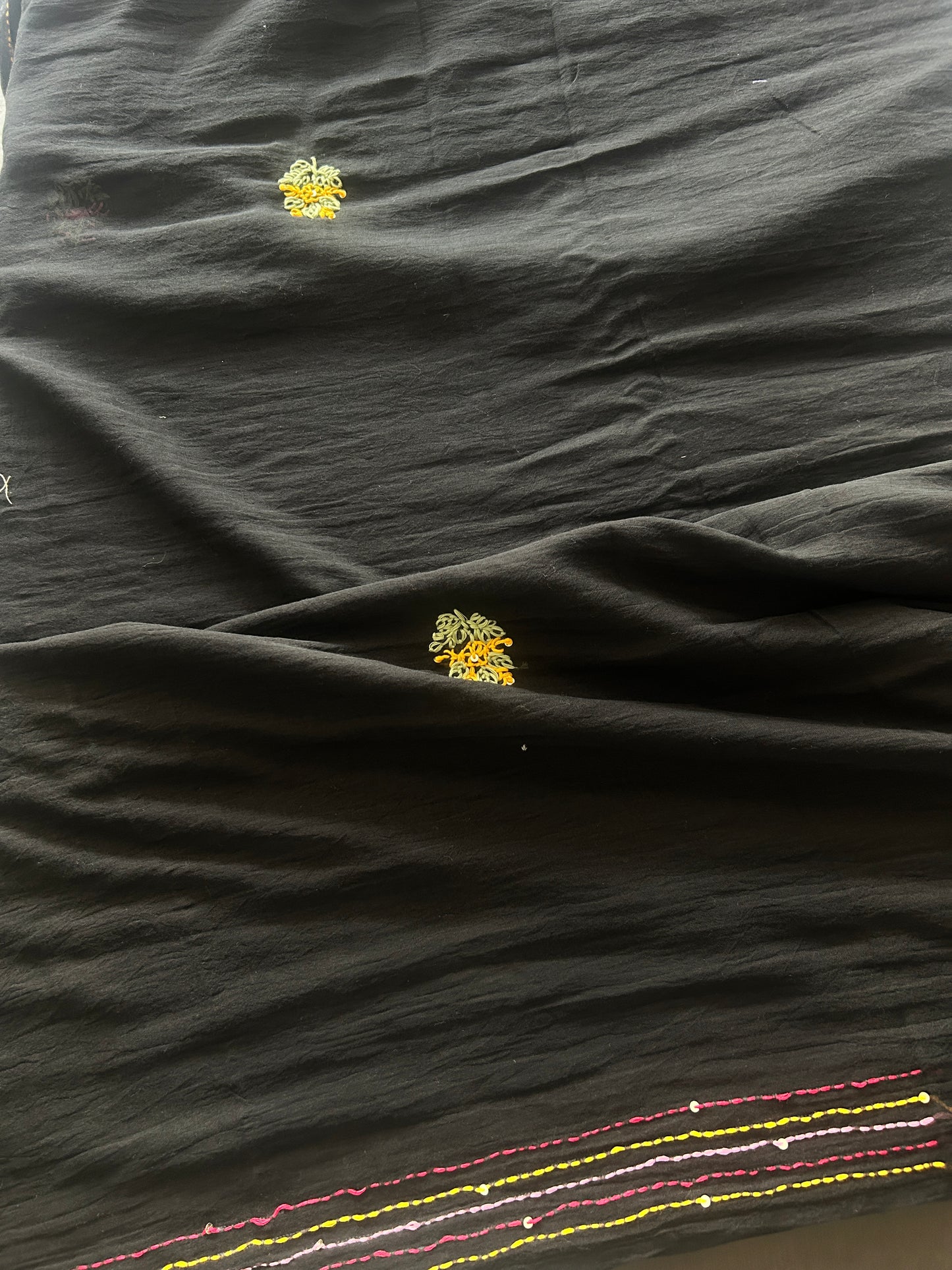 BLACK EMBROIDERY MUL SAREE