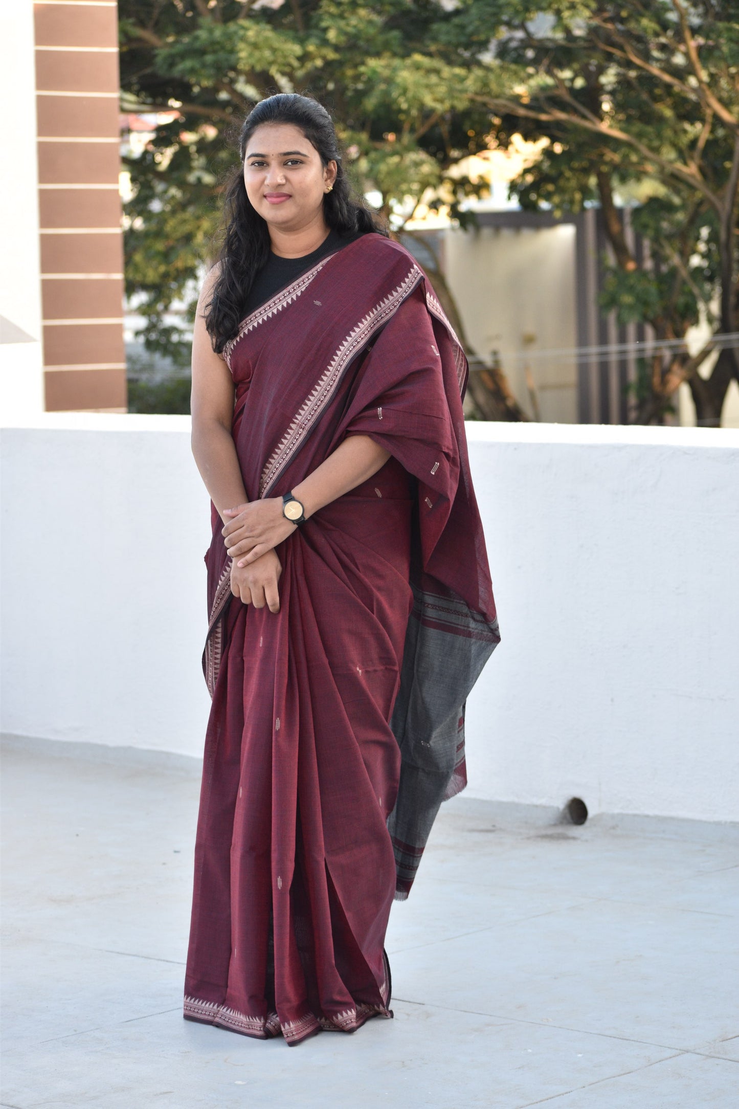 MAROON DHANIAKHALI SAREE