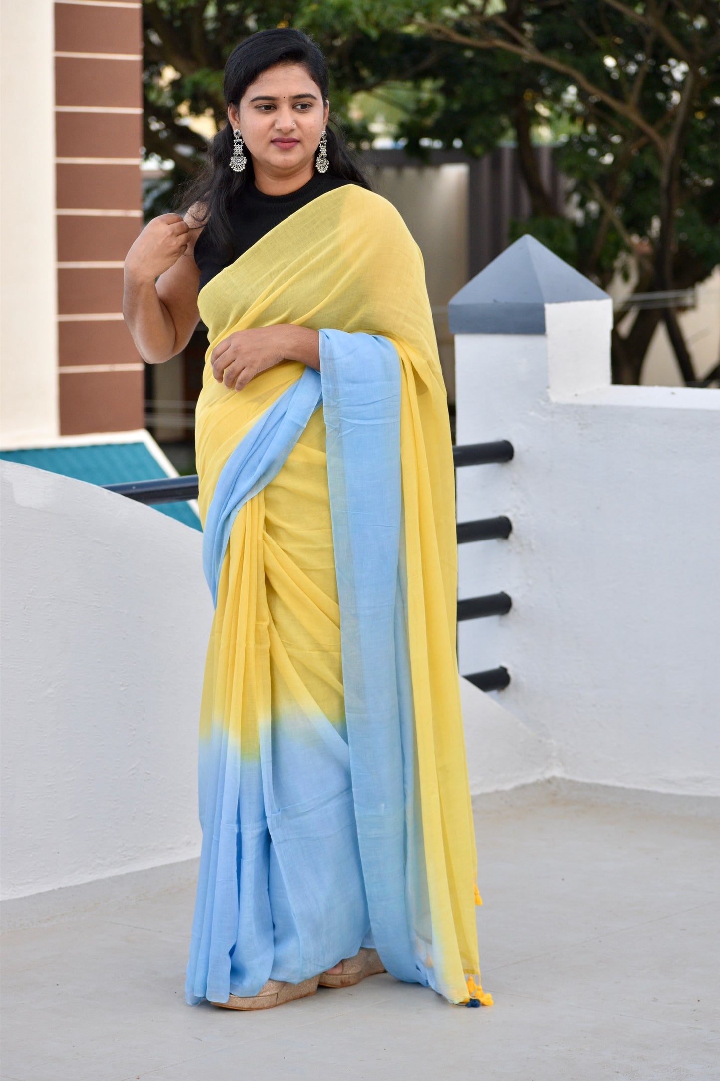 YELLOW MUL SAREE