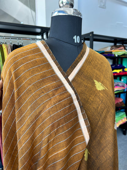 RUST KHADI JAMDANI SAREE