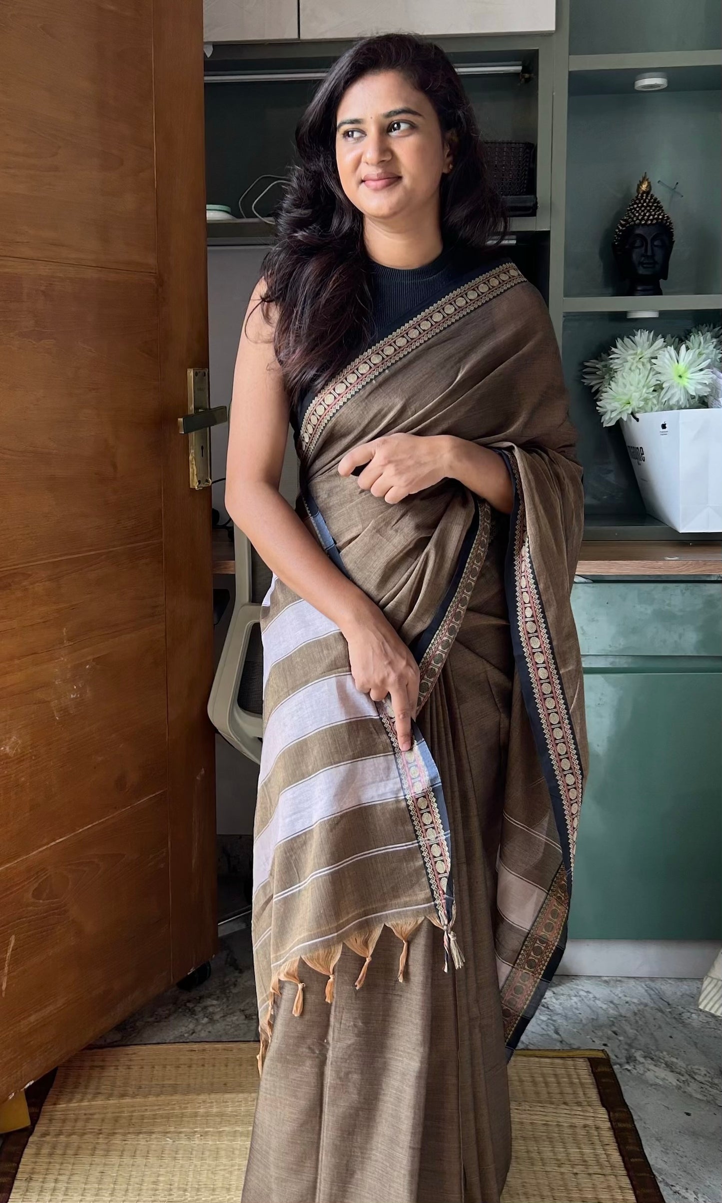 GREY NARAYANPET SAREE
