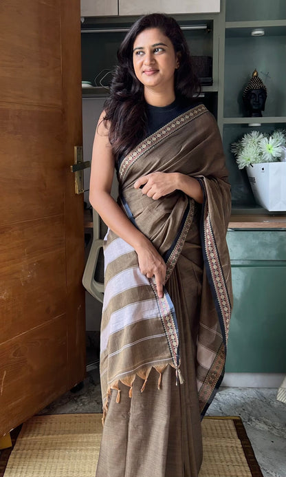 GREY NARAYANPET SAREE