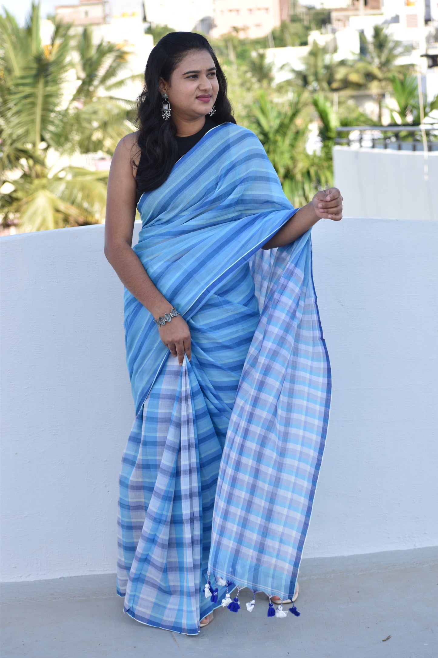 BLUE MUL SAREE