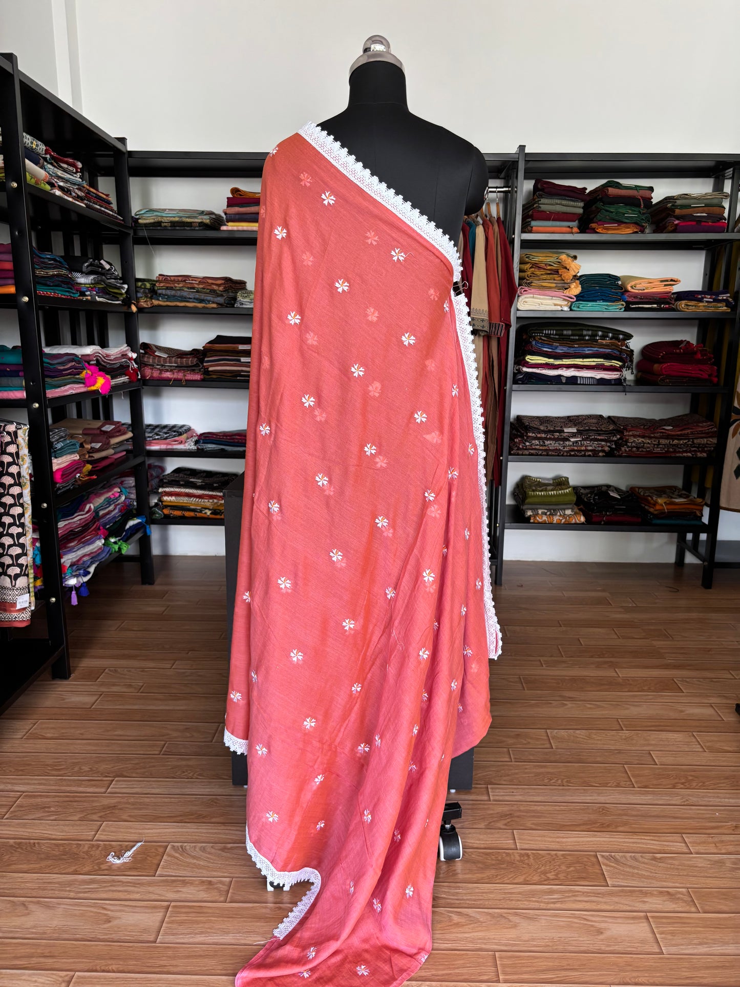 ORANGE PARIJATHA MUL SAREE