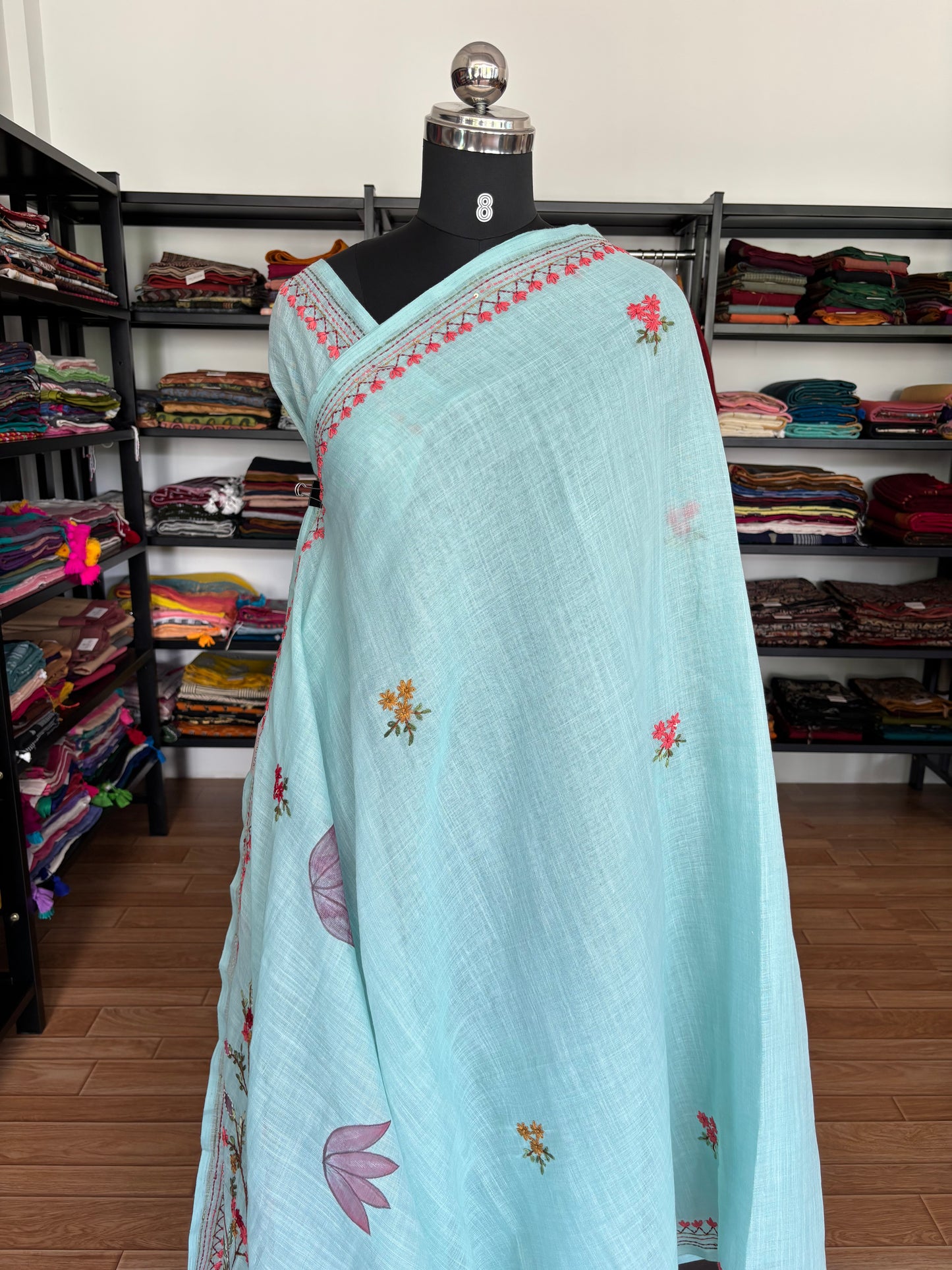 BLUE LINEN SAREE