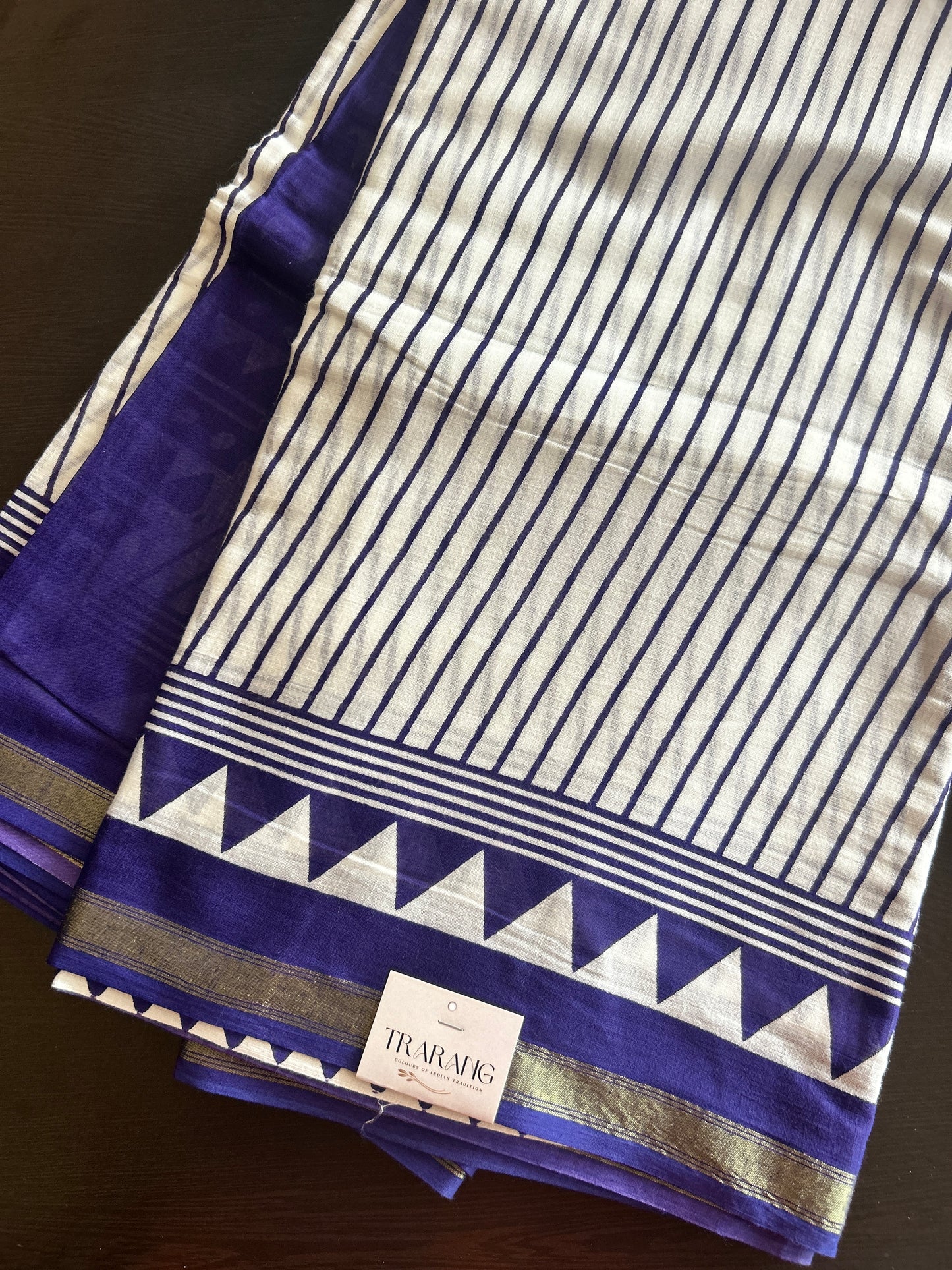 Blue chanderi mul cotton