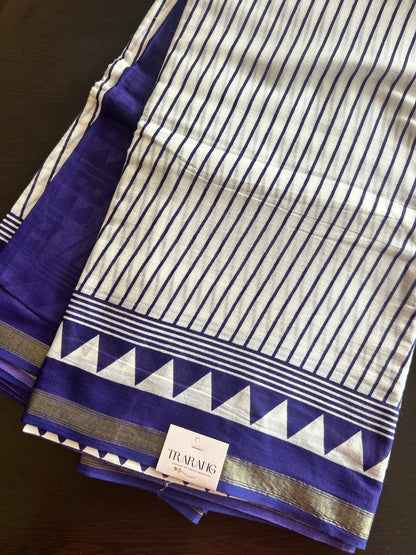 Blue chanderi mul cotton