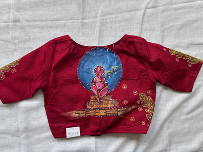 Maroon hand painted blouse