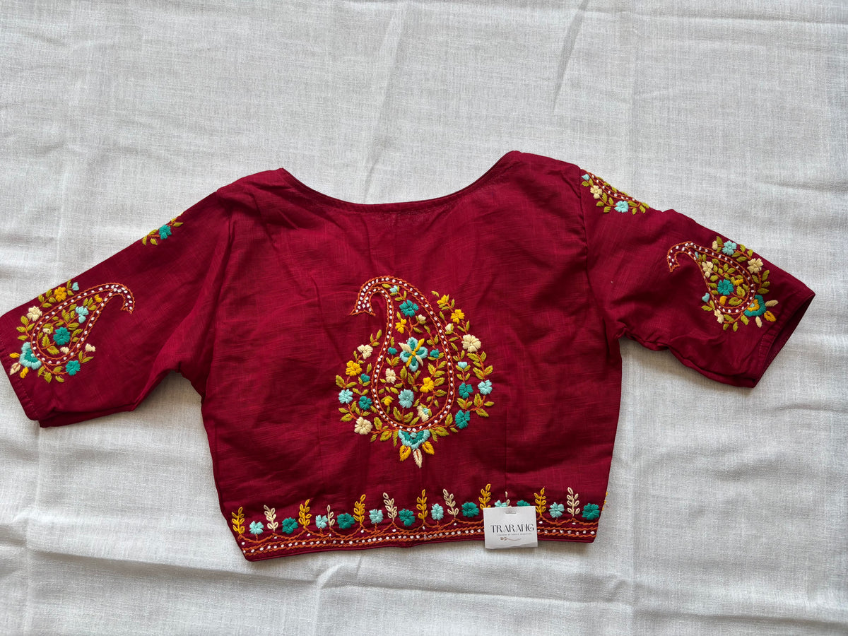 Maroon Embroidered blouse