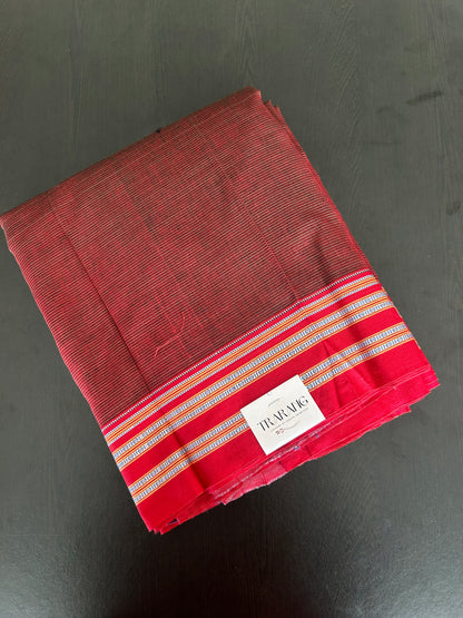 MARRON HANDLOOM ILKAL SAREE