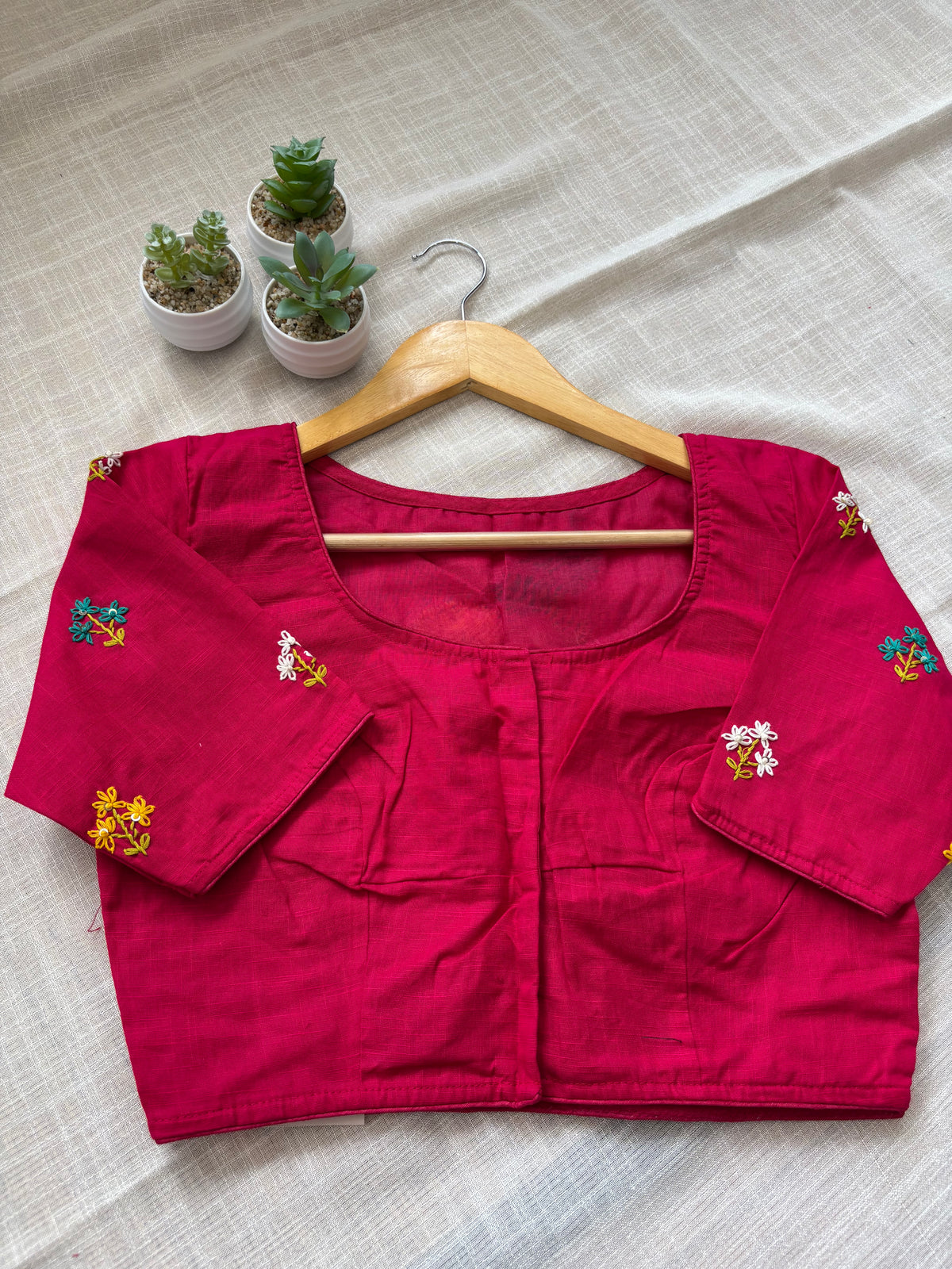 PINK MBROIDERED  BLOUSE