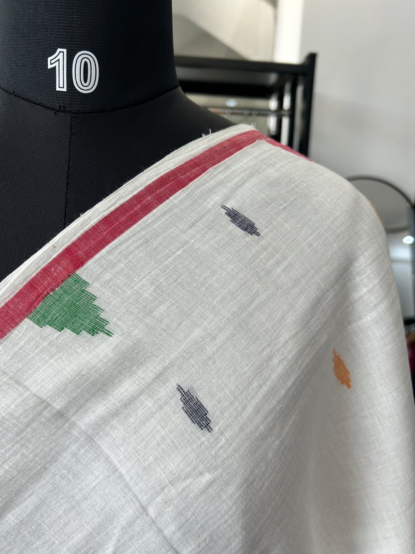 WHITE KHADI JAMDANI SAREE