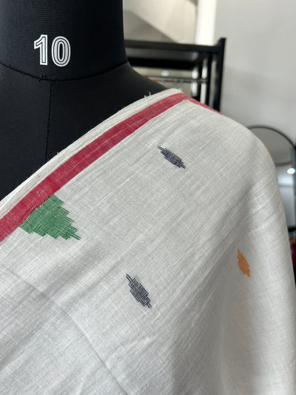 WHITE KHADI JAMDANI SAREE