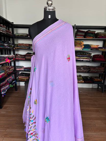PURPLE EMBROIDERED MUL SAREE