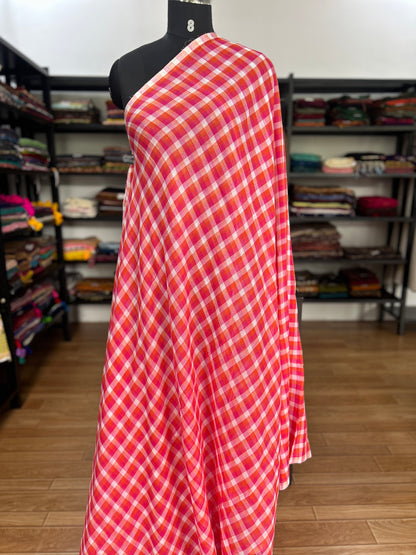 PINK CHECKS  MUL SAREE