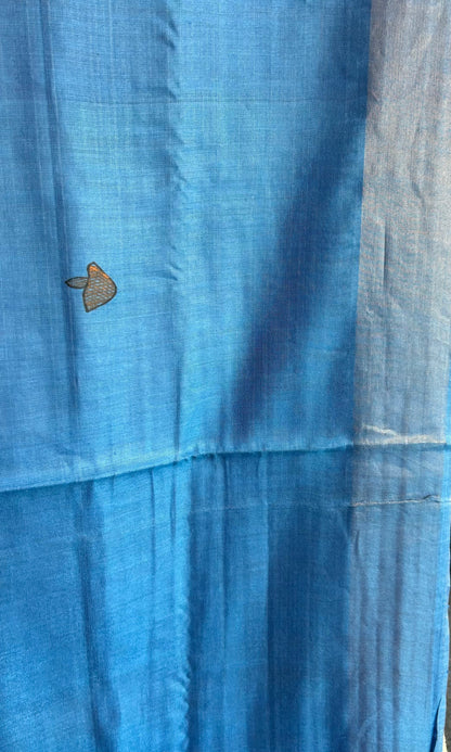 BLUE MADHUBANI SILK SAREE