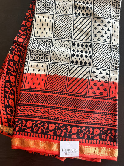 Red chanderi mul cotton