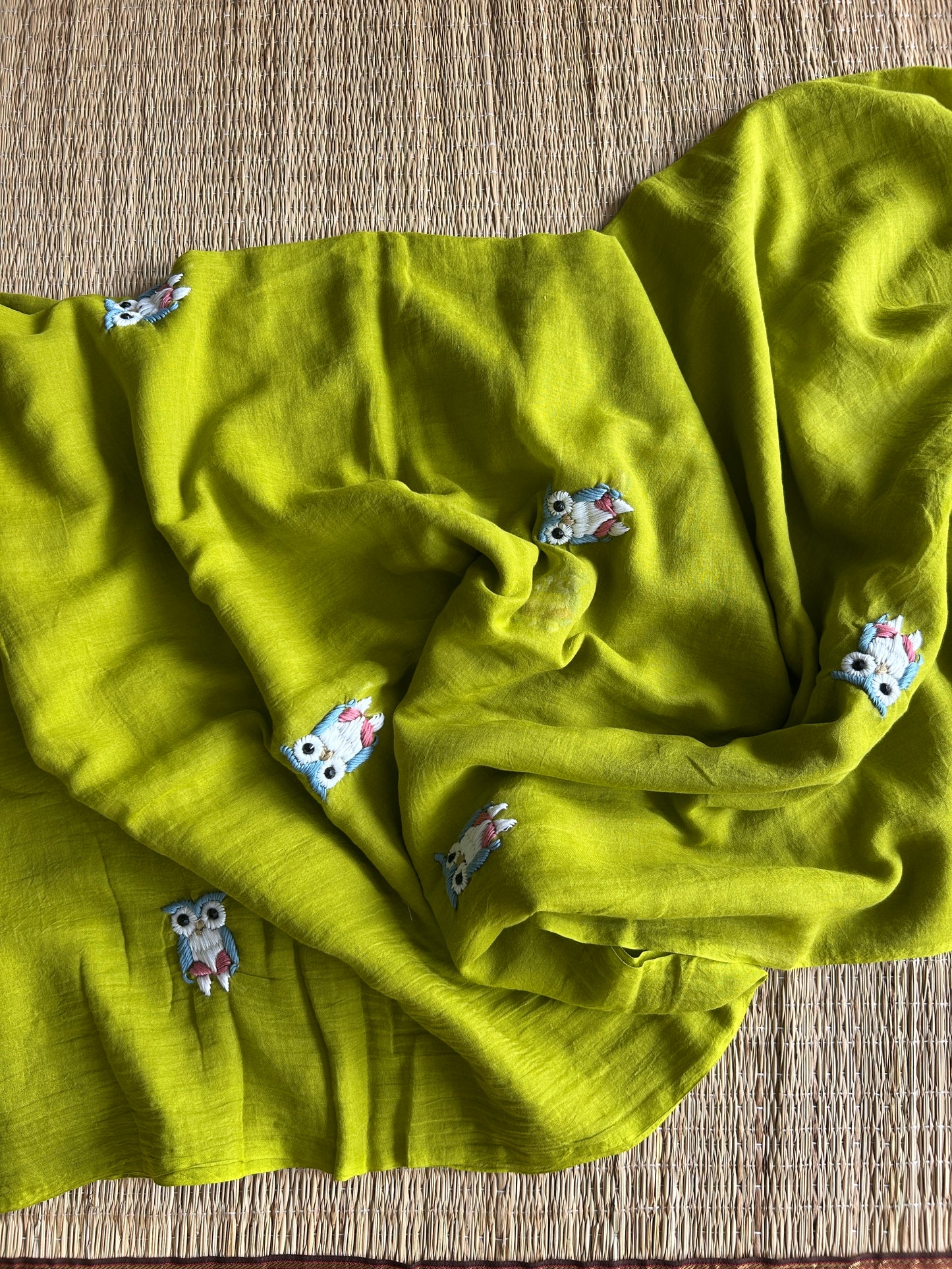 GREEN OWL MUL SAREE