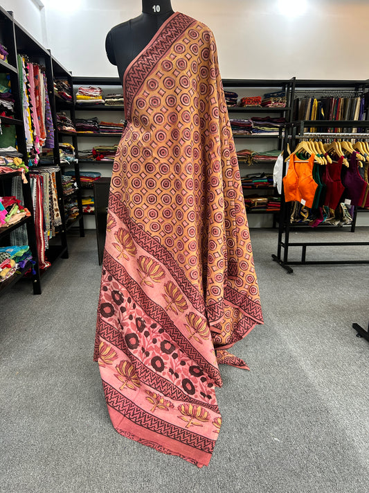 ORANGE AJRAKH MUL SAREE