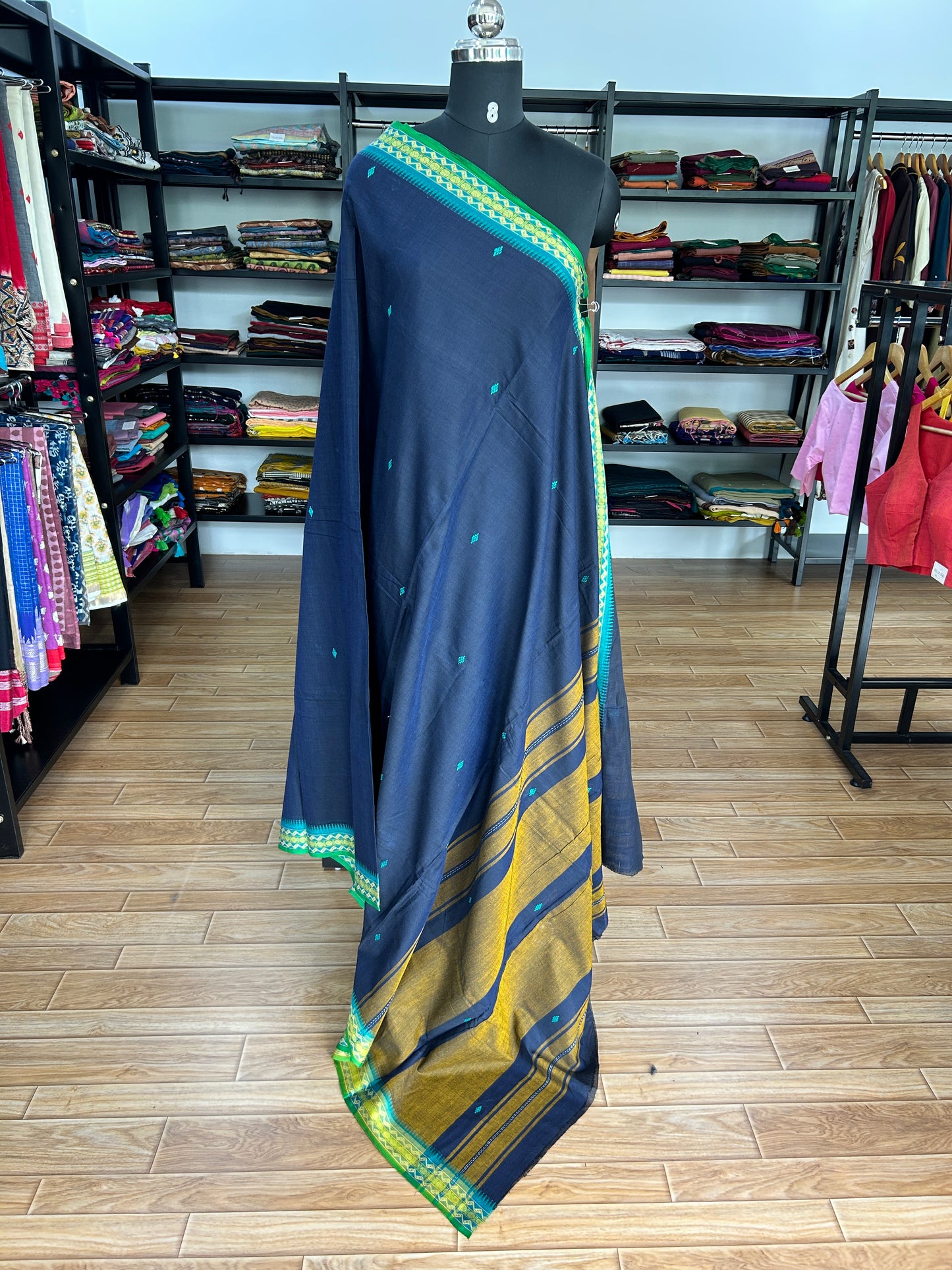 BLUE DHANIAKHALI SAREE