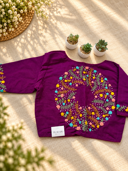 PURPLE EMBROIDERED  BLOUSE