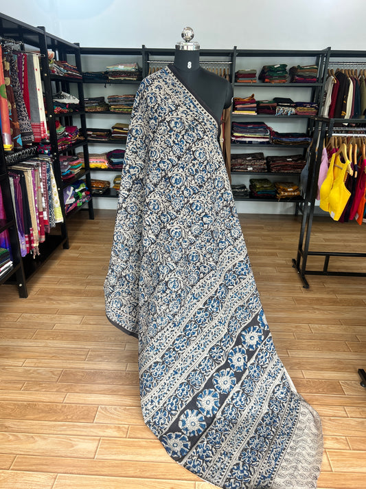 Black kalamkari mul saree