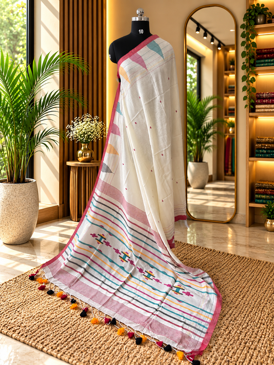 WHITE JAMDANI SAREE