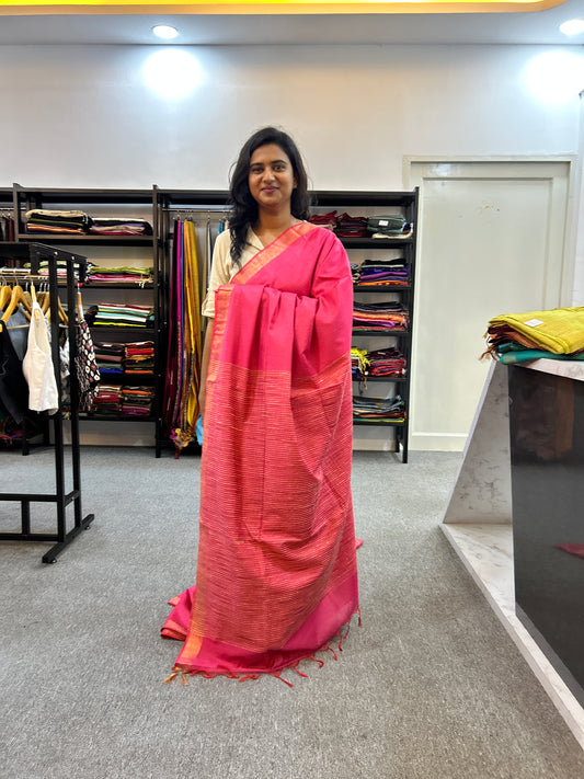 PINK BANANA COTTON SAREE