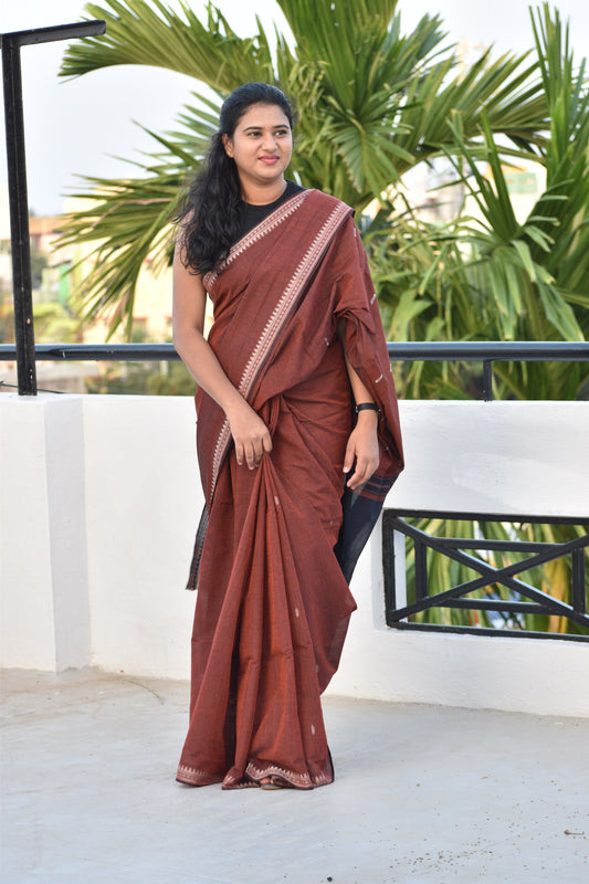 RUST ORANGE DHANIAKHALI SAREE