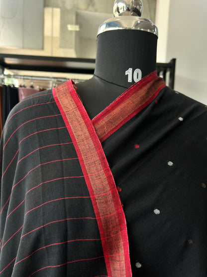 BLACK KHADI JAMDANI SAREE