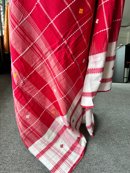 RED DHANIAKHALI SAREE