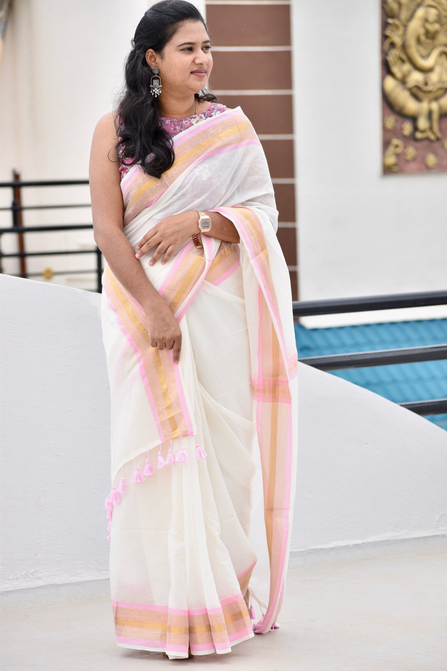 WHITE MUL SAREE