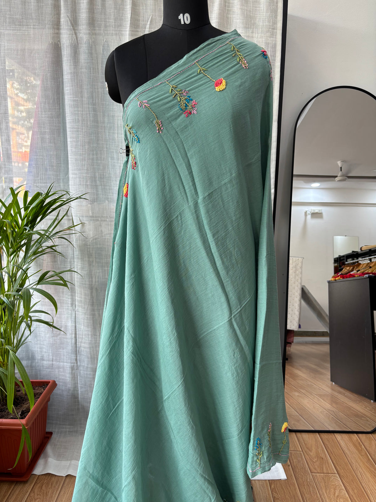 BLUE EMBROIDERED MUL SAREE