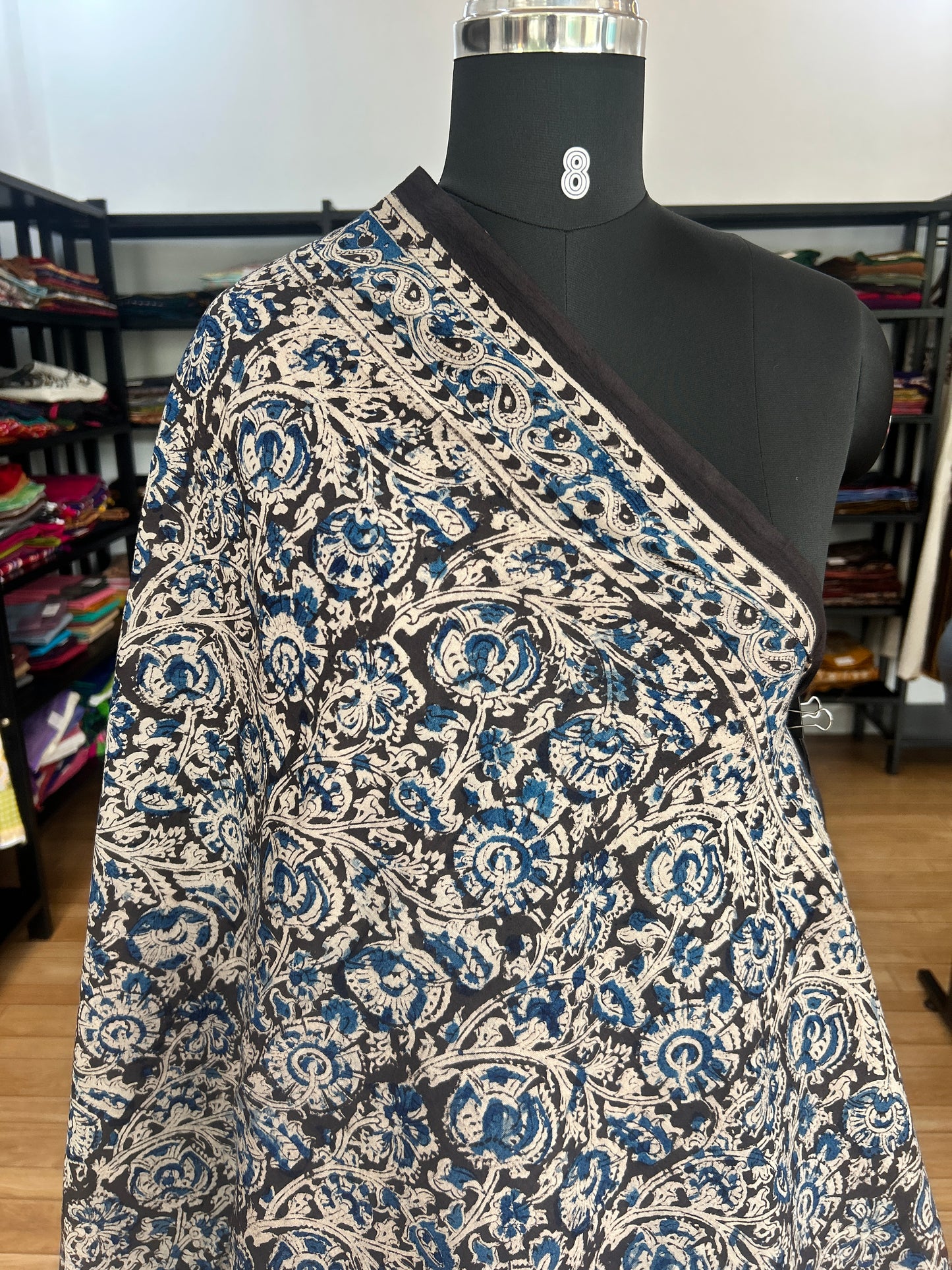 Black kalamkari mul saree