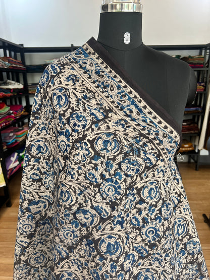 Black kalamkari mul saree