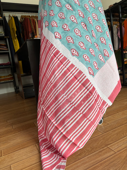 BLUE QUIRKY MUL SAREE