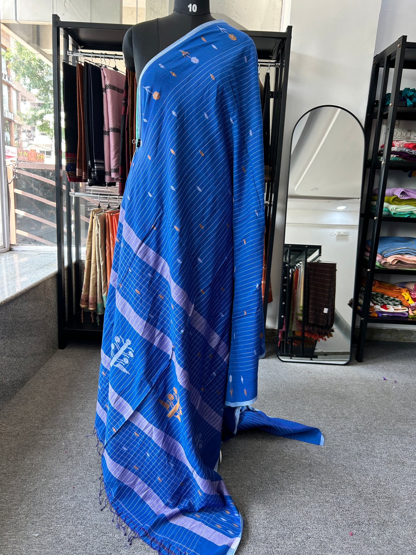 BLUE KHADI JAMDANI SAREE