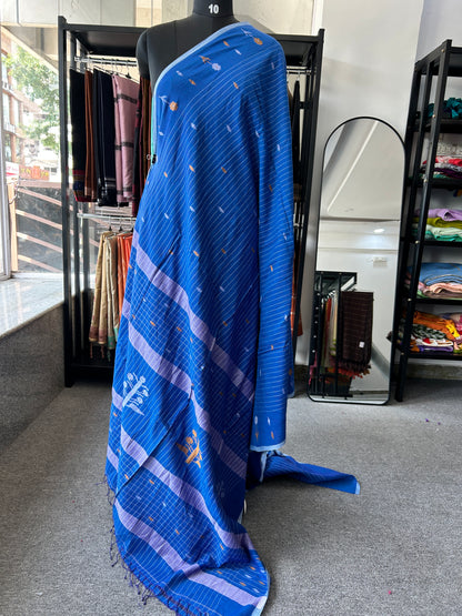 BLUE KHADI JAMDANI SAREE