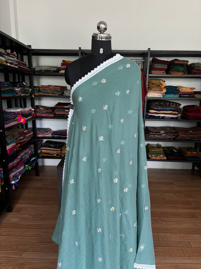BLUE PARIJATHA MUL SAREE