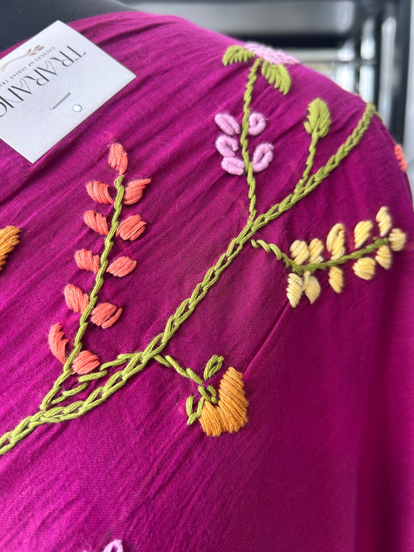 PINK KATHA MUL SAREE