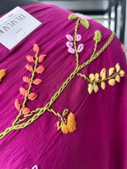 PINK KATHA MUL SAREE