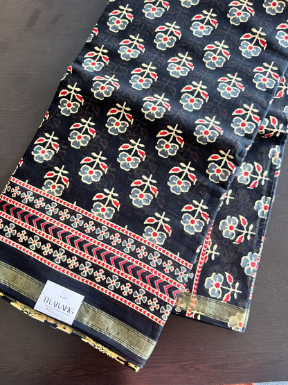 Black chanderi mul cotton
