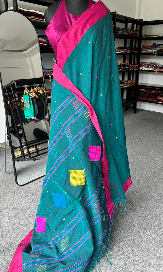 GREEN KHADI COTTON SAREE