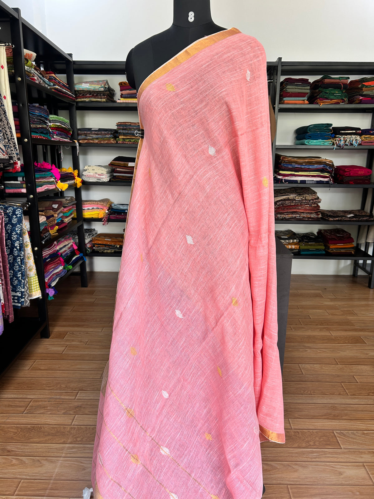PINK LINEN SAREE